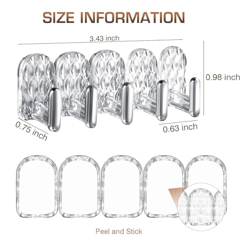 Gesodant 6 Pack Clear Wall Mounted Jewelry Organizer & Adhesive Hooks
