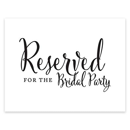Reserved for the Bridal Party Sign - Formal Black & White Design, 8.5x11