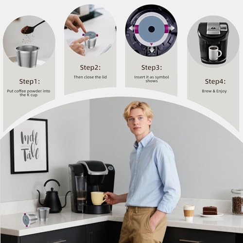 Vibement 2 Pack Reusable Stainless Steel K Cup Coffee Pods for Keurig 1.0 & 2.0