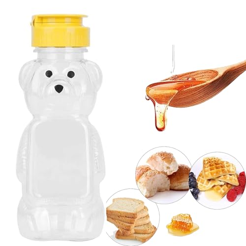 8 oz Plastic Bear Honey Bottle Squeeze Dispenser with Flip-Top Lid