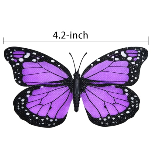 AQUEENLY Monarch Butterfly Decorations - 12 Premium Purple Wall Decor