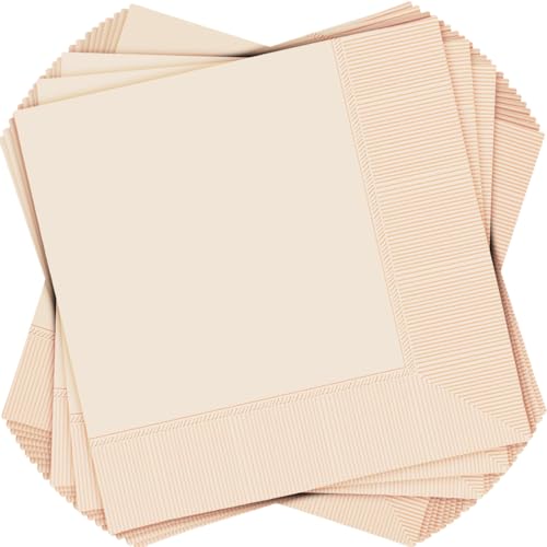 Amscan Vanilla Creme Beverage Napkins 2-Ply 5x5 Inch 40 Pack