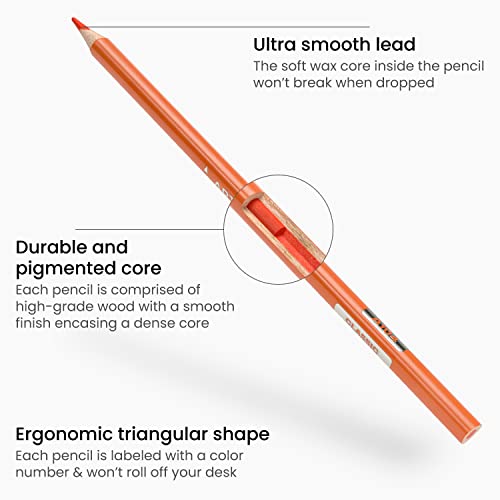 ARTEZA 72 Watercolor Pencils, Water Color Pencils in Assorted Shades, Triangular Shape Drawing Pencils