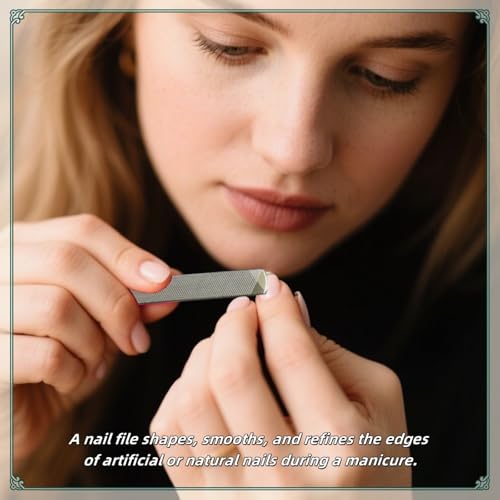 TIKIYOUN Stainless Steel Nail Files Set - 2 Pcs Heavy Duty Metal Files for Thick Nails, Toenails & Fingernails with Ergonomic Non-Slip Grip