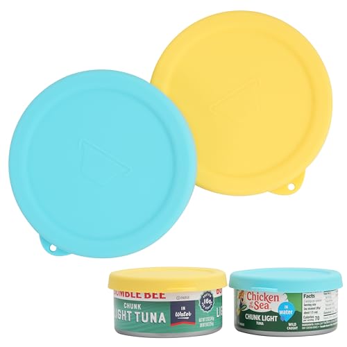 LUVCOSY 4-Inch Silicone Can Lids for 12oz Tuna Cans - 2 Pack Reusable