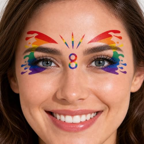 Pride Temporary Tattoos Bulk Pack - 128+ Waterproof LGBTQ Rainbow Stickers for Parades
