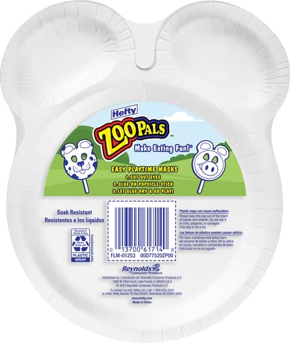 Hefty Zoo Pals Party Edition Paper Plates - Kids Assorted Animal Designs, 7.75 Inch, Pack of 20 (Set of 2)
