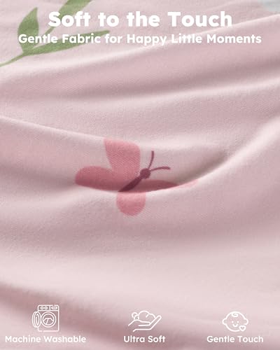 Nyessmee Fitted Crib Sheets for Baby, 2-Pack Pink Tulips, 52" x 28"