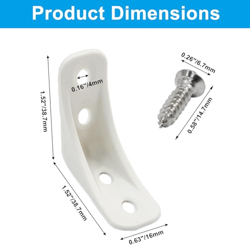 Rierdge 30-Pack Plastic Corner Brackets, 39mm 90-Degree Nylon Braces