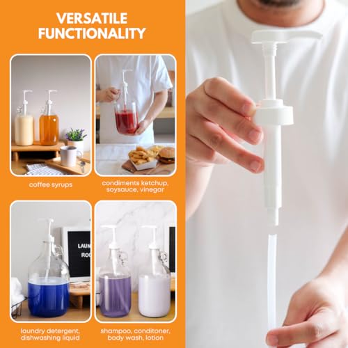 Heavy-Duty 1-Gallon Pump Dispenser for Glass & Plastic Jugs, Universal Thread