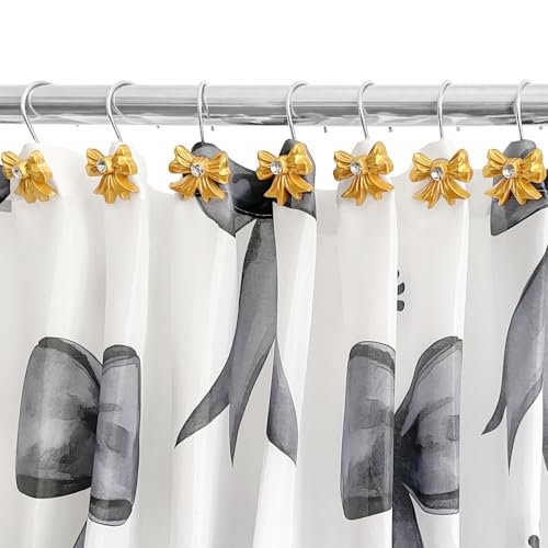 Cute Bow Knot Shower Curtain Hooks - 12PC Rust-Resistant Bathroom Decor