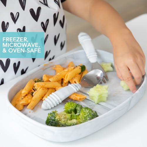 Bumkins Silicone Suction Tray for Toddlers - Marble A6 - Non-Slip Dish