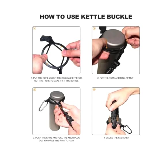 2 Pcs Paracord Water Bottle Handle£¬Paracord Handle for Water Bottle Strap£¬Fits Wide Mouth Bottles 12oz to 64oz£¬Paracord Strap Carrier Assembled with Safety Ring and Carabiner for Hiking(Black white)