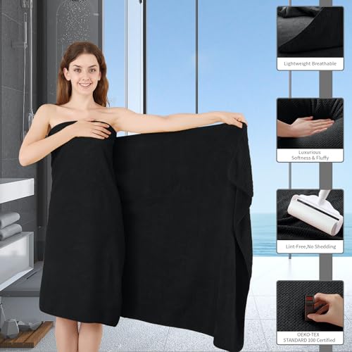 MAGGEA Texture Black Hand Towels Set - 2 Pack, 16x31" Ultra Soft Microfiber