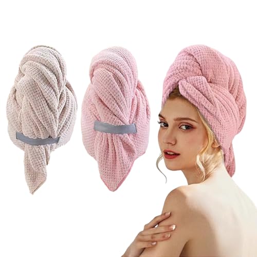 DAWZMR Extra Large Microfiber Hair Towel Wrap - 2 Pack