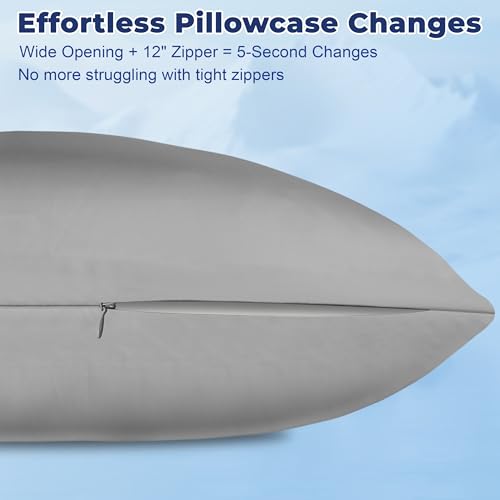 Loomluxe Cooling Pillowcase, Standard Size with Zipper - Dark Gray