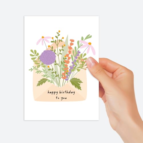 Birthday Bloom Floral Greeting Card - Elegant 5x7 Card with Envelope