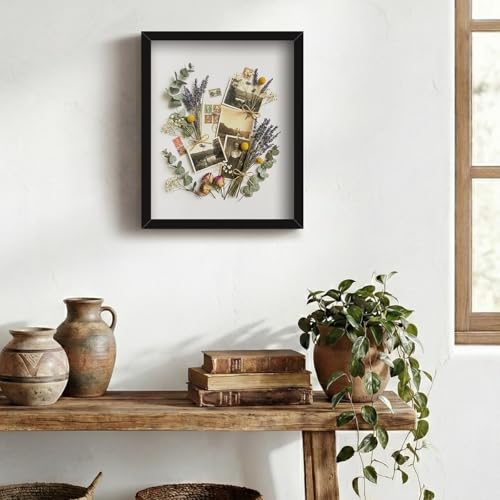 Kormuge 8x10 Shadow Box Display Frame - Black Linen Memory Box with Pins