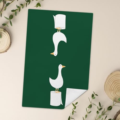 Funny Goose Hand Towels - Dark Green Farm Animal Decor, 16x24