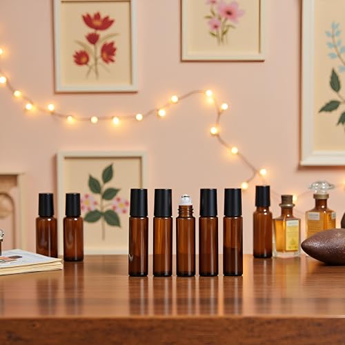Glass Roller Bottles for Essential Oils 10ml - 6 Pack