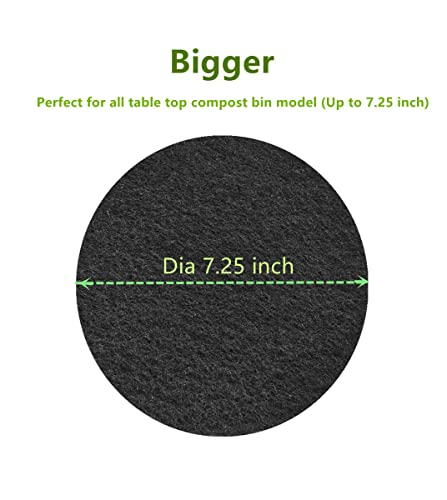 Compost Filters for 7.25-Inch Countertop Bins - 6 Pack Activated Carbon