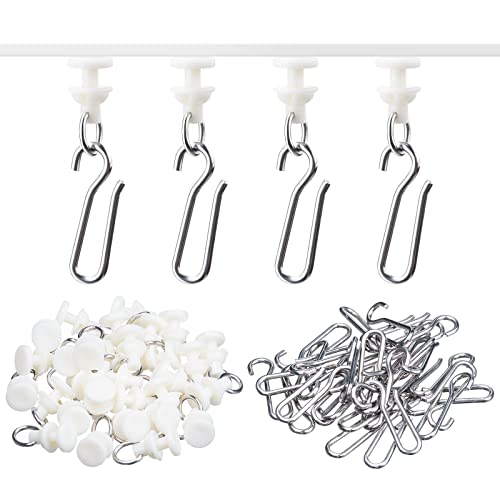 Jetec Curtain Track Gliders and Hooks Set - 60 Pcs, Delicate Style
