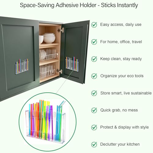 Acrylic Straw Holder for Cabinet & Wall - Space-Saving Organizer