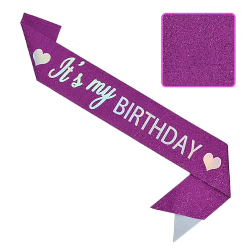 Glitter Birthday Sash with Foil Letters for Women & Girls