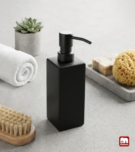 GMISUN Black Glass Soap Dispenser with Stainless Steel Pump - 12 oz