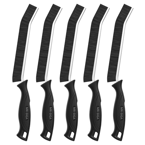 MR.SIGA Crevice & Grout Cleaning Brush Set - Tough Stiff Bristle Scrub Tools for Tight Spaces