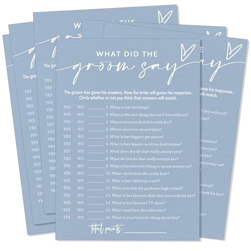 Bridal Shower Game Cards - What Did the Groom Say 25 Pack 5x7