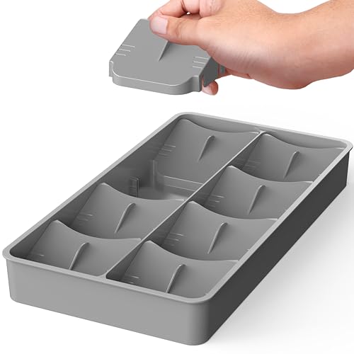Simple Houseware Adjustable Angled Utensil Drawer Organizer, Gray