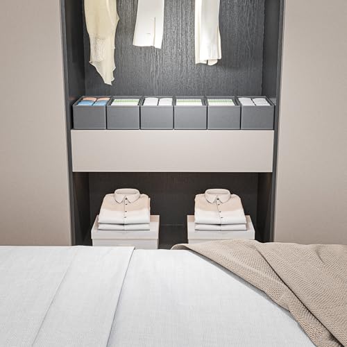 A-Grey 4 Pack Sock & Underwear Drawer Organizer Dividers - Collapsible Closet Storage