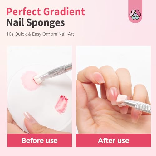 SAVILAND Nail Sponges for Ombre with Grabbing Pen and Storage Box