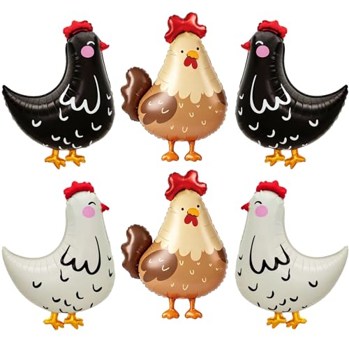 6PCS Farm Animal Balloons - Chicken Party Decorations Set
