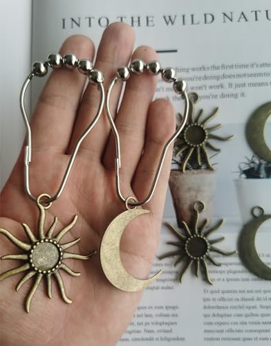 Celestial Shower Curtain Hooks - Boho Mid Century Bathroom Decor