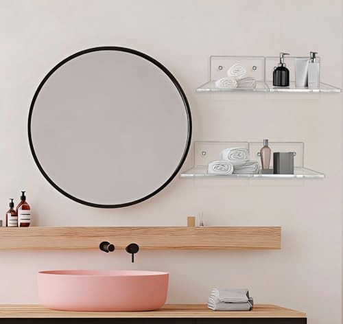 4-Inch Clear Acrylic Floating Wall Shelves - Set of 4 Small Display Ledges