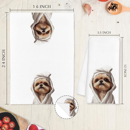 Shih Tzu Hand Towel - Funny Dog Bathroom Decor & Kitchen Towel 16x24"
