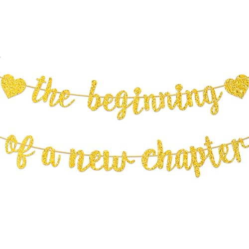 Beginning of a New Chapter Banner - Glitter Gold Graduation & Party Decor