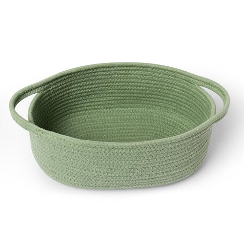 Green Cotton Rope Storage Basket - 13" x 9" x 5" for Gifts & Organizing