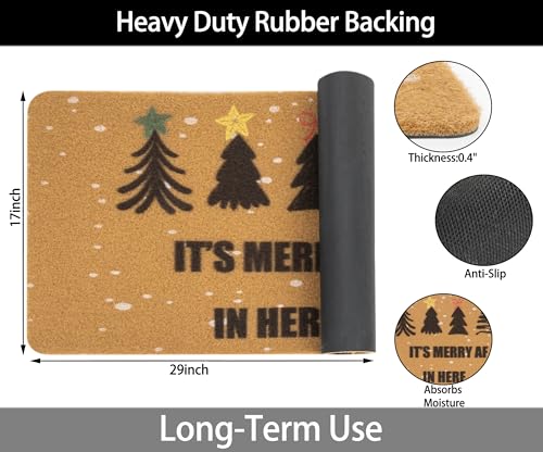Merry AF Christmas Pine Tree Doormat - Non-Slip Holiday Door Mat 17x30"