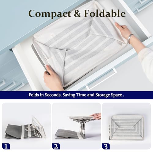 MANYOND 2-Pack 75L Collapsible Laundry Baskets, Grey Freestanding Hamper