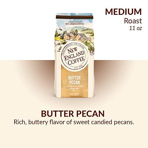 New England Coffee Butter Pecan Ground Coffee, 100% Arabica, 11oz