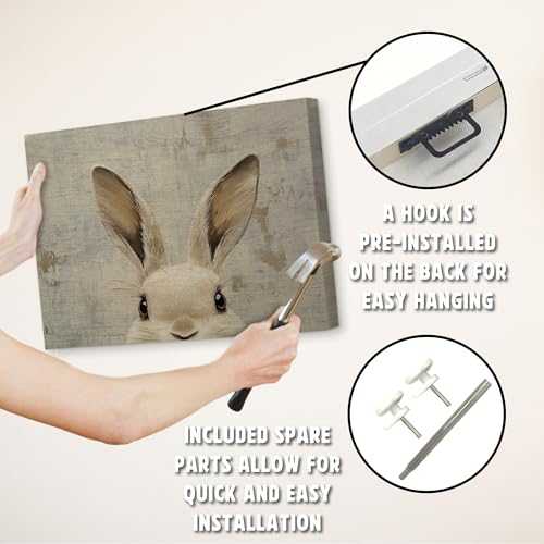 Vintage Easter Bunny Canvas Wall Art Rustic Farmhouse Rabbit Print 11x14
