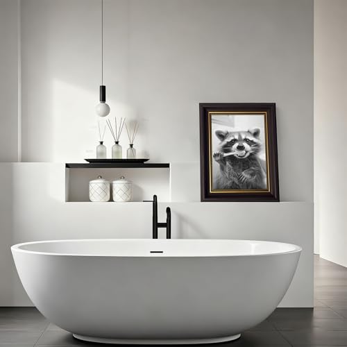 Funny Raccoon Bathroom Wall Art - 9x11 Framed Canvas Print