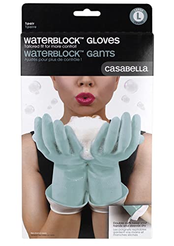 Casabella Premium Waterblock Cleaning Gloves - Aqua Blue, Large