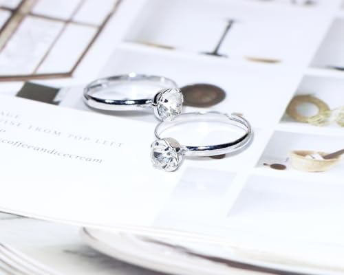 PENTA ANGEL Silver Bridal Shower Rings 30Pcs Fake Diamond Engagement Party Favors
