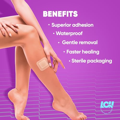 5 CT Silicone Foam Dressing 2x2 - Adhesive Silicone Bandages for Wounds and Pressure Sores - Sterile Square Bandages 2x2 for Injury and Wound Care