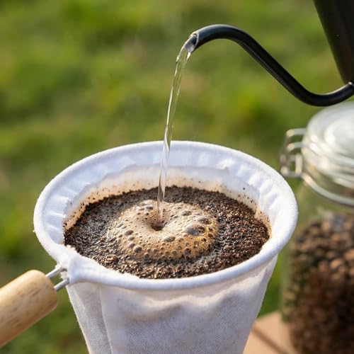 Reusable Flannel Coffee Strainer with Wooden Handle
