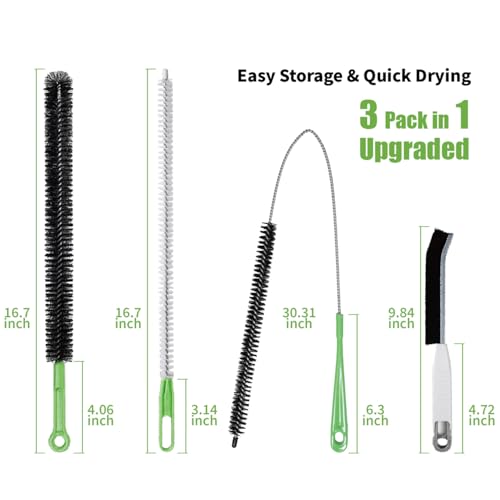 4-Piece Flexible Cleaning Brush Set for Dryer Vents, Fridge Coils & HVAC